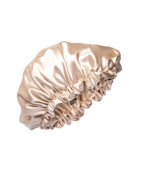 Nina Scrunchies - Handmade Saténová čiapka s gumičkou pre kučeravé vlasy - béžová