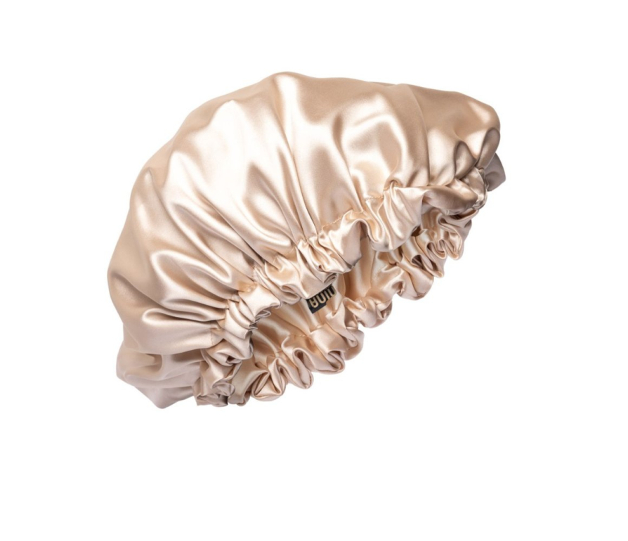 Nina Scrunchies - Handmade Saténová čiapka s gumičkou pre kučeravé vlasy - béžová