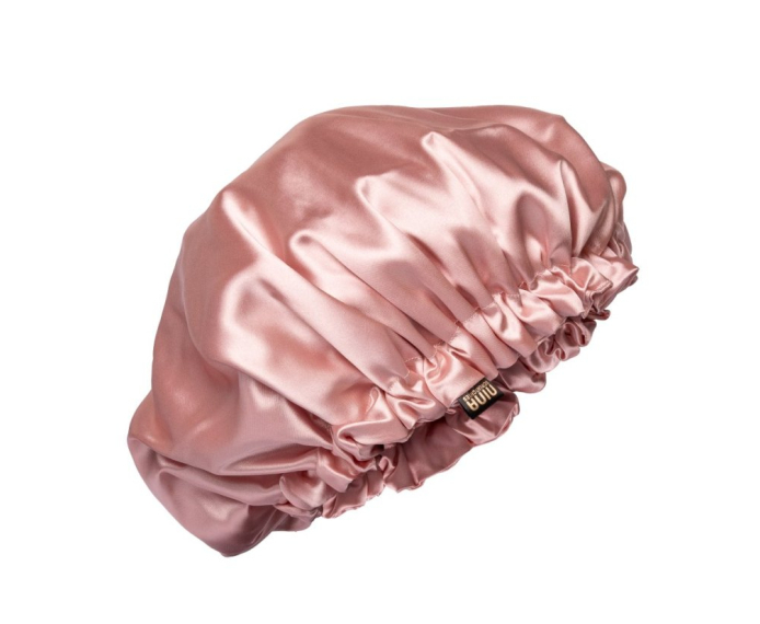 Nina Scrunchies - Handmade Saténová čiapka s gumičkou pre kučeravé vlasy - púdrovoružová