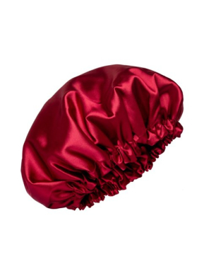 Nina Scrunchies - Handmade Saténová čiapka s gumičkou pre kučeravé vlasy - bordová