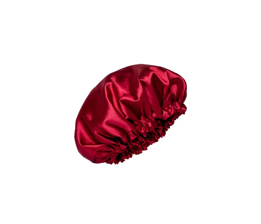 Nina Scrunchies - Handmade Saténová čiapka s gumičkou pre kučeravé vlasy - bordová