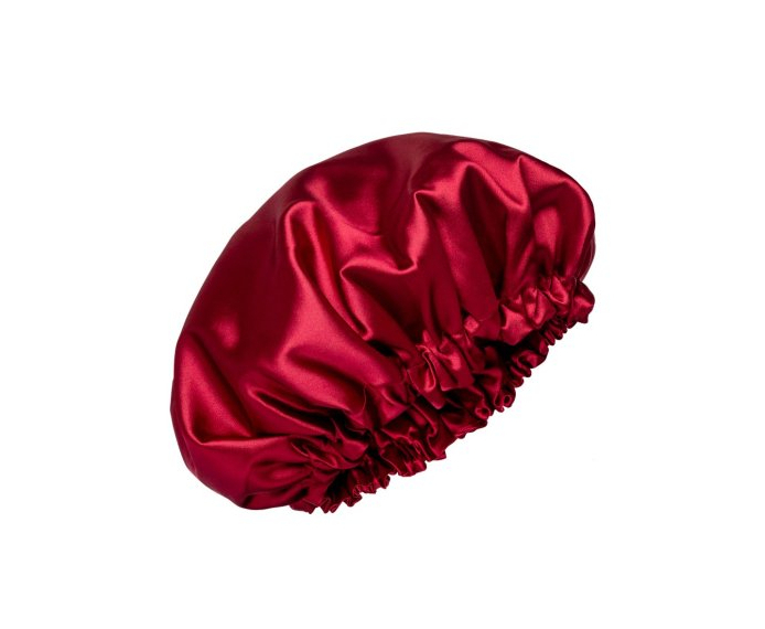 Nina Scrunchies - Handmade Saténová čiapka s gumičkou pre kučeravé vlasy - bordová