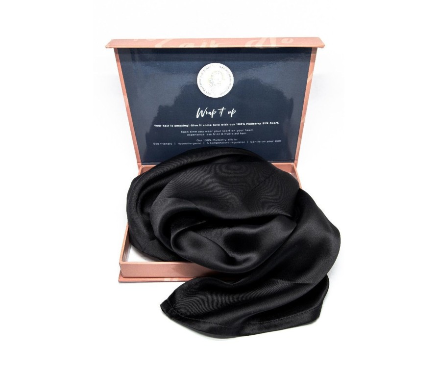 HER - Silk Mulberry Head Scarve Black 80x80 cm – Šatka zo 100%-ného hodvábu
