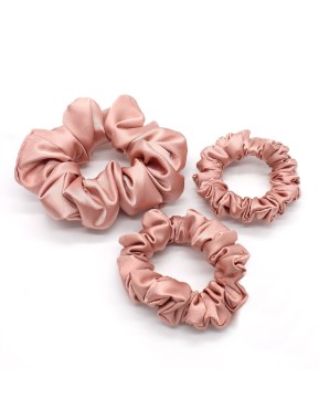 Scrunchie by Terrie – Handmade Saténová gumička na kučeravé vlasy - rosegold