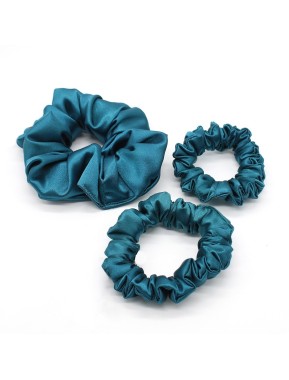 Scrunchie by Terrie – Handmade Saténová gumička na kučeravé vlasy - petrolejová