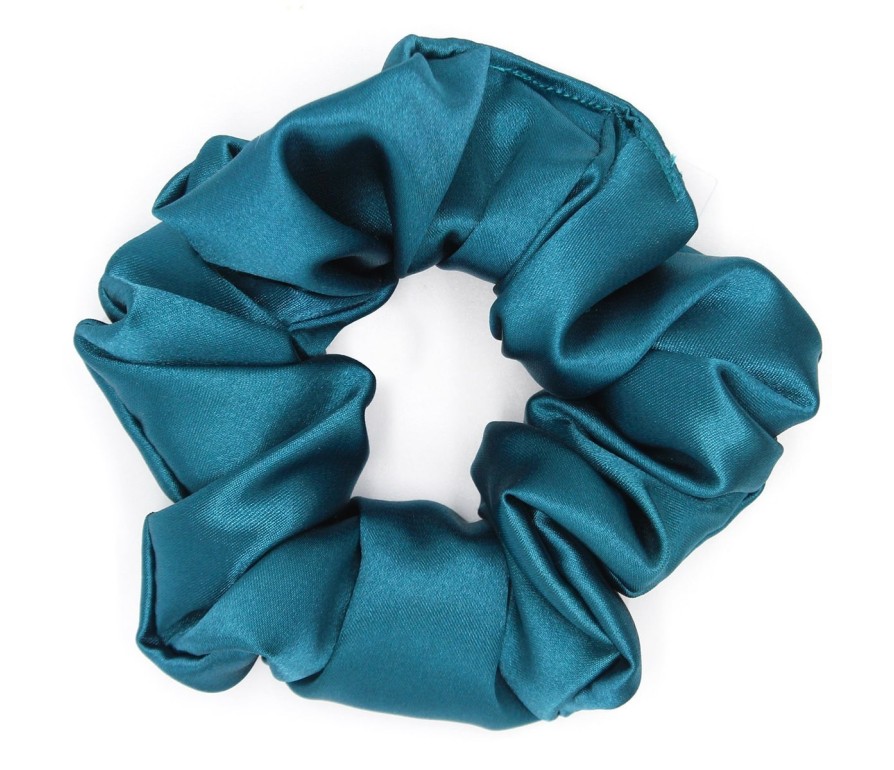 Scrunchie by Terrie – Handmade Saténová gumička na kučeravé vlasy - petrolejová