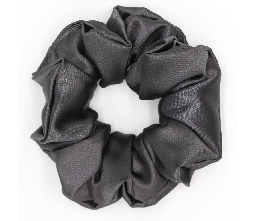 Scrunchie by Terrie – Handmade Saténová gumička na kučeravé vlasy - antracitová