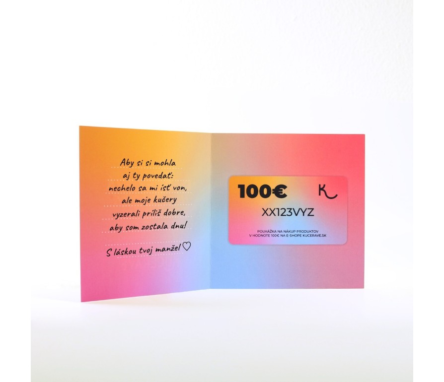 KUČERAVÁ Darčeková poukážka do e-shopu v hodnote 100€ – dúhová