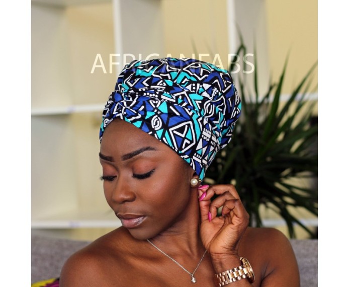 African Fabs Easy headwrap with satin lined hair bonnet – turban so saténovou čelenkou